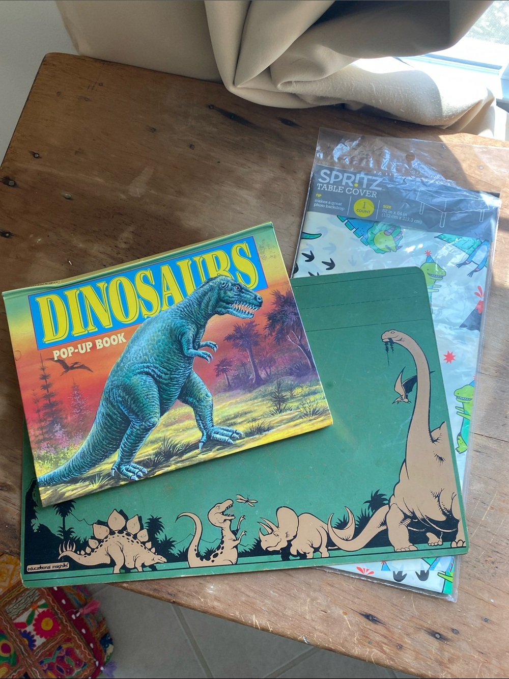 Dinosaurs Chalkboard Vintage Pop-Up Book, and Newer Table Cover